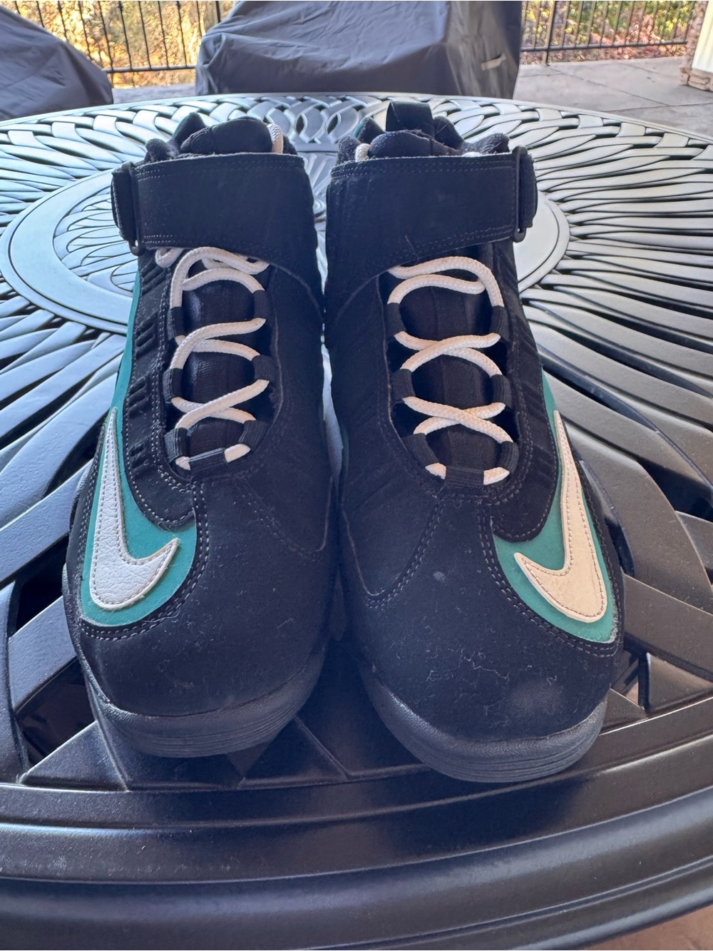Nike Kids Black Sneakers with Teal and White Accents